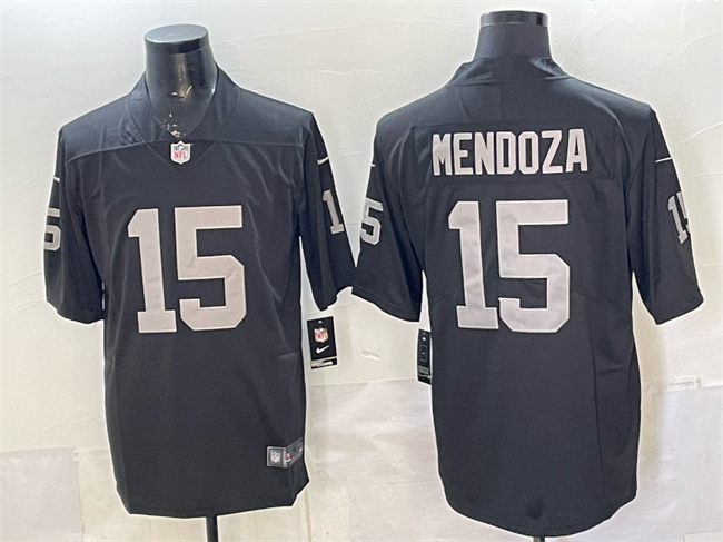 Men's Las Vegas Raiders #15 Fernando Mendoza Black Vapor Untouchable Limited Stitched Football Jersey Men's Las Vegas Raiders #15 Fernando Mendoza Black Vapor Untouchable Limited Stitched Football Jersey